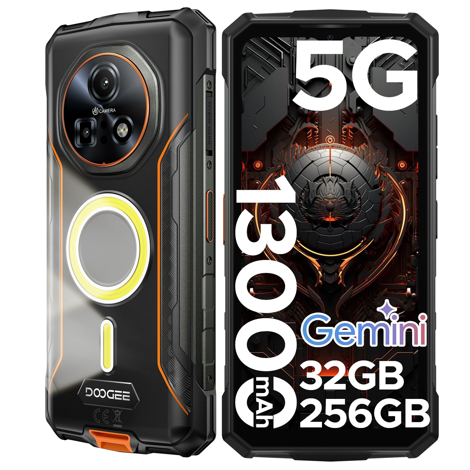 Fire 7 Pro Outdoor Mobile Phone Without Contract 1200LM Dual Camping Lamp AI 5G, Walkie Talkie, 13000mAh, Outdoor Smartphone 32GB+256GB, 6.6 Inch 64MP 3 Card Slot/Face ID/OTG/NFC