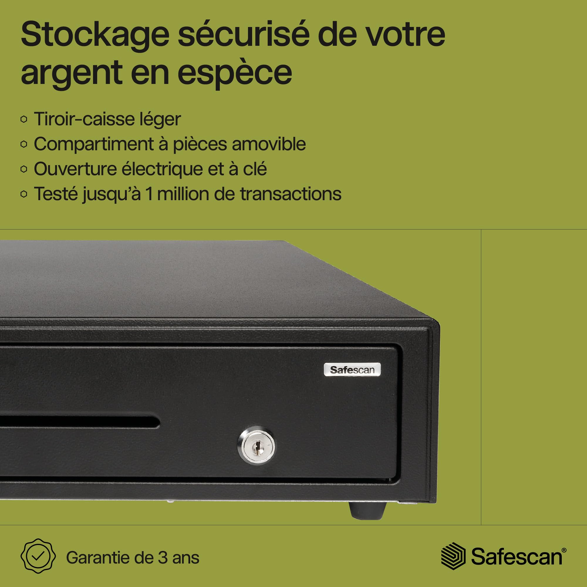 Safescan SD-4141 tiroir-caisse 4 emplacements billets 8 emplacements pièces RJ-12 41 x 41.5 x 11.5 cm
