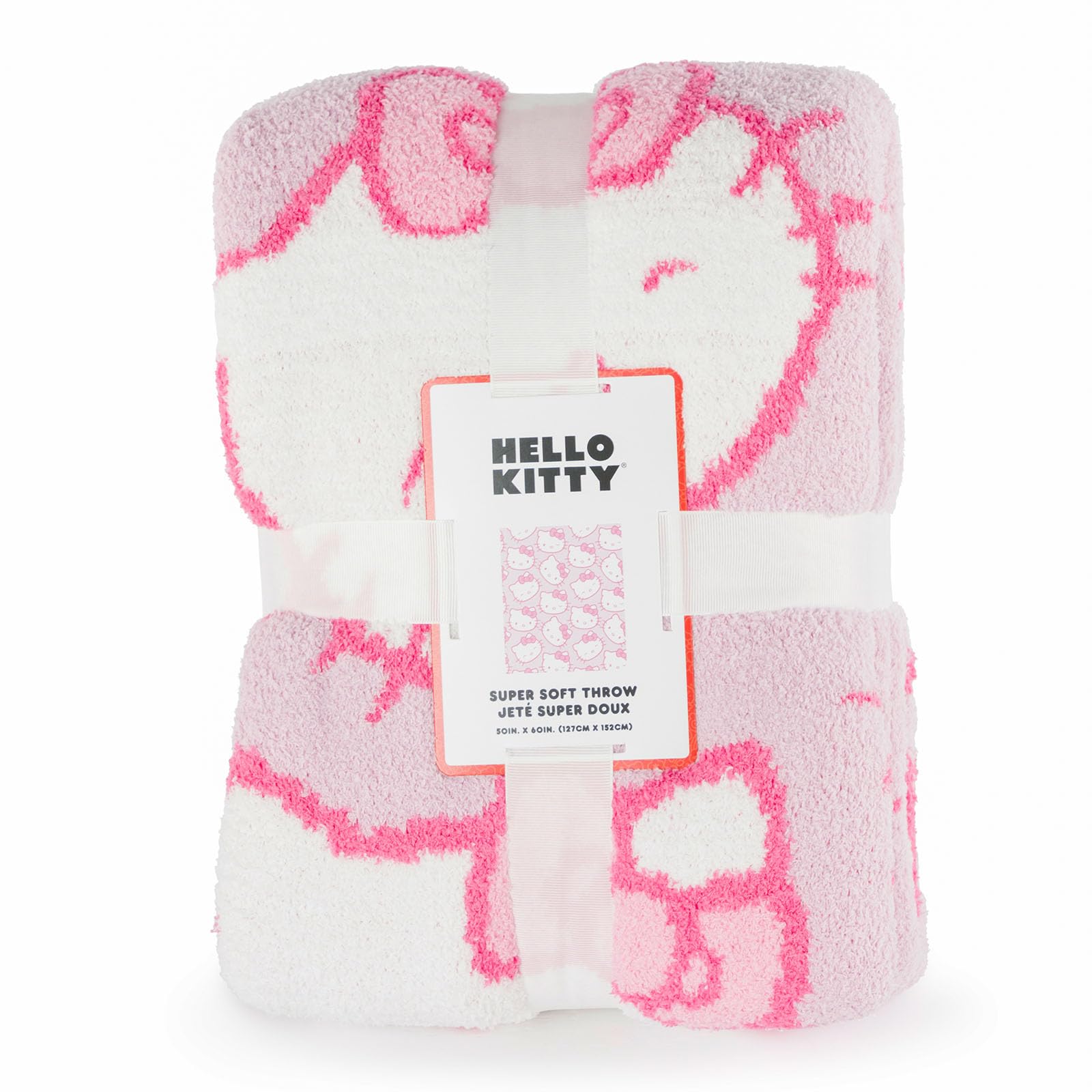 Jay Franco Hello Kitty Feather Knit Fluffy Throw Blanket - Pink Fuzzy Blanket Measures 50 x 60 Inch - Super Soft Lightweight Bedding