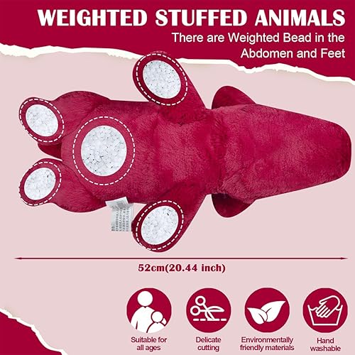 Miniatura 3 de Peluche de dragón de fuego, 0.6 libras, 18 pulgadas, suave, animales de peluche, gigante, lindo dragón rojo, almohada de felpa con peso, animales de