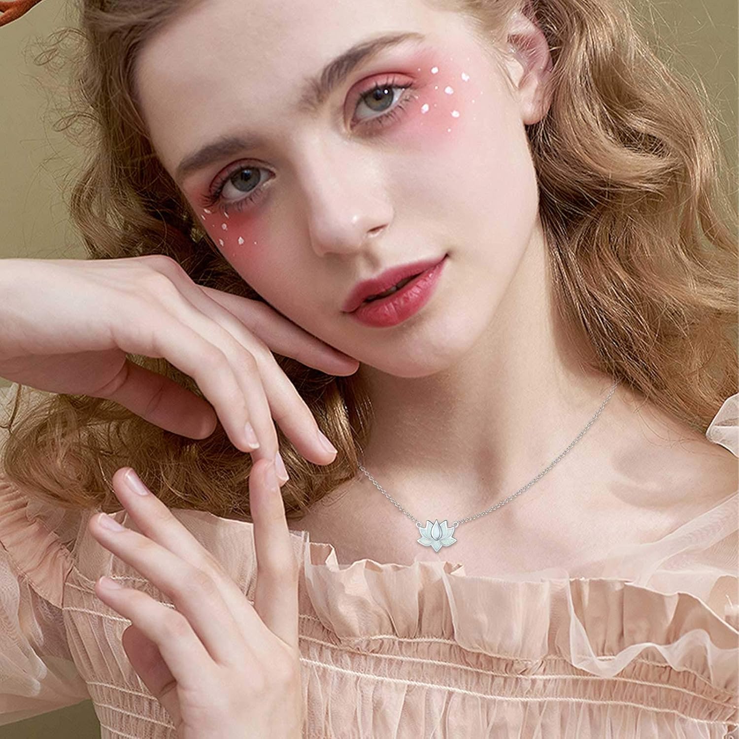 CUOKA MIRACLE Lotus Necklace 925 Sterling Silver Opal Pendant Necklace Lotus Flower Necklace Yoga Necklace Gift for Women Mom - Image 3