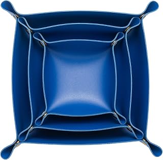 3 packs PU Leather Tray in 3 Sizes Jewelry Tray Glossy Leather Desk Organizer Leather Catchall Tray for Jewelry/Key/Coin/Sun Glasses/Watch/USB Cables etc. (Klein blue)