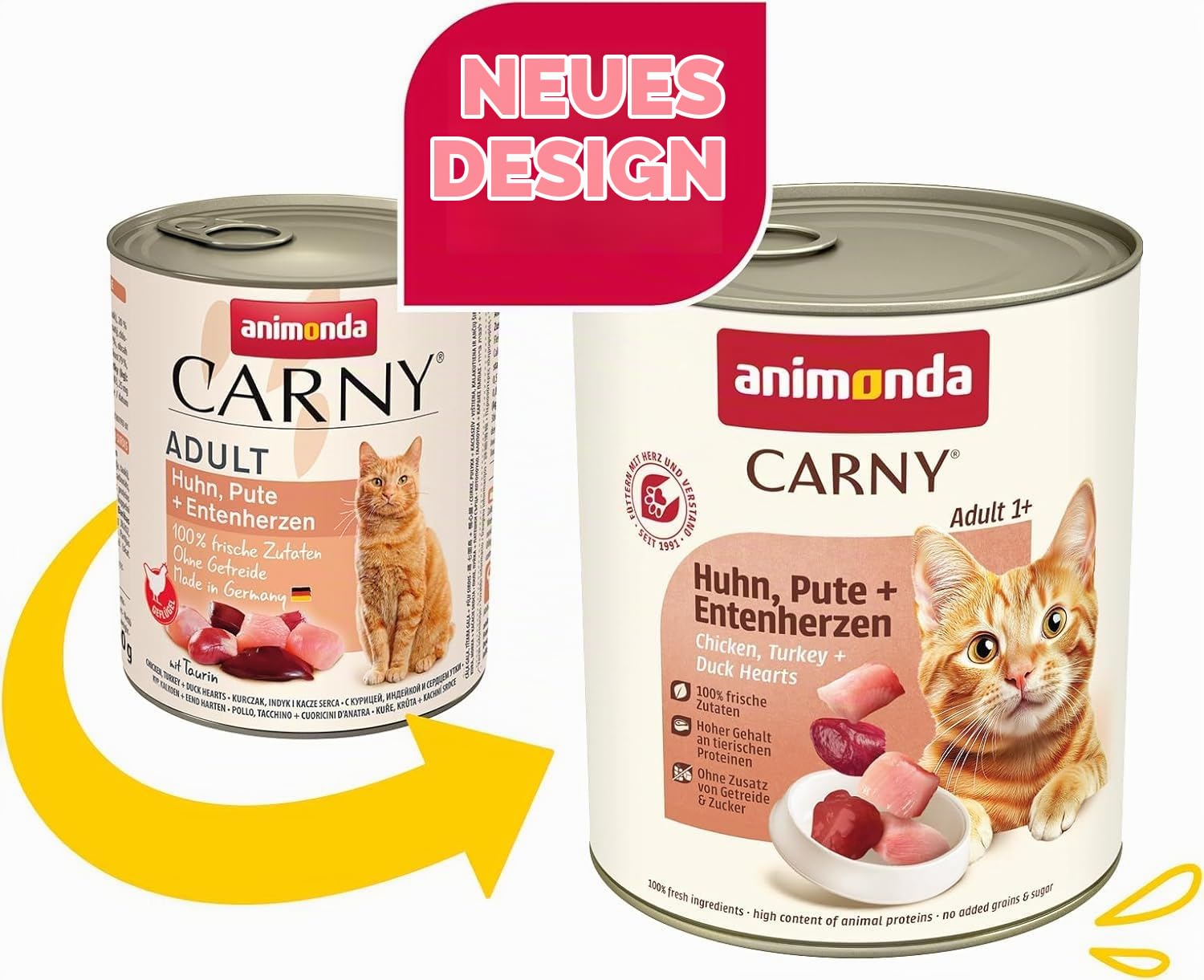 animonda Carny Katzen Nassfutter Huhn + Pute + Entenherzen (6 x 800g) – Ansicht 2