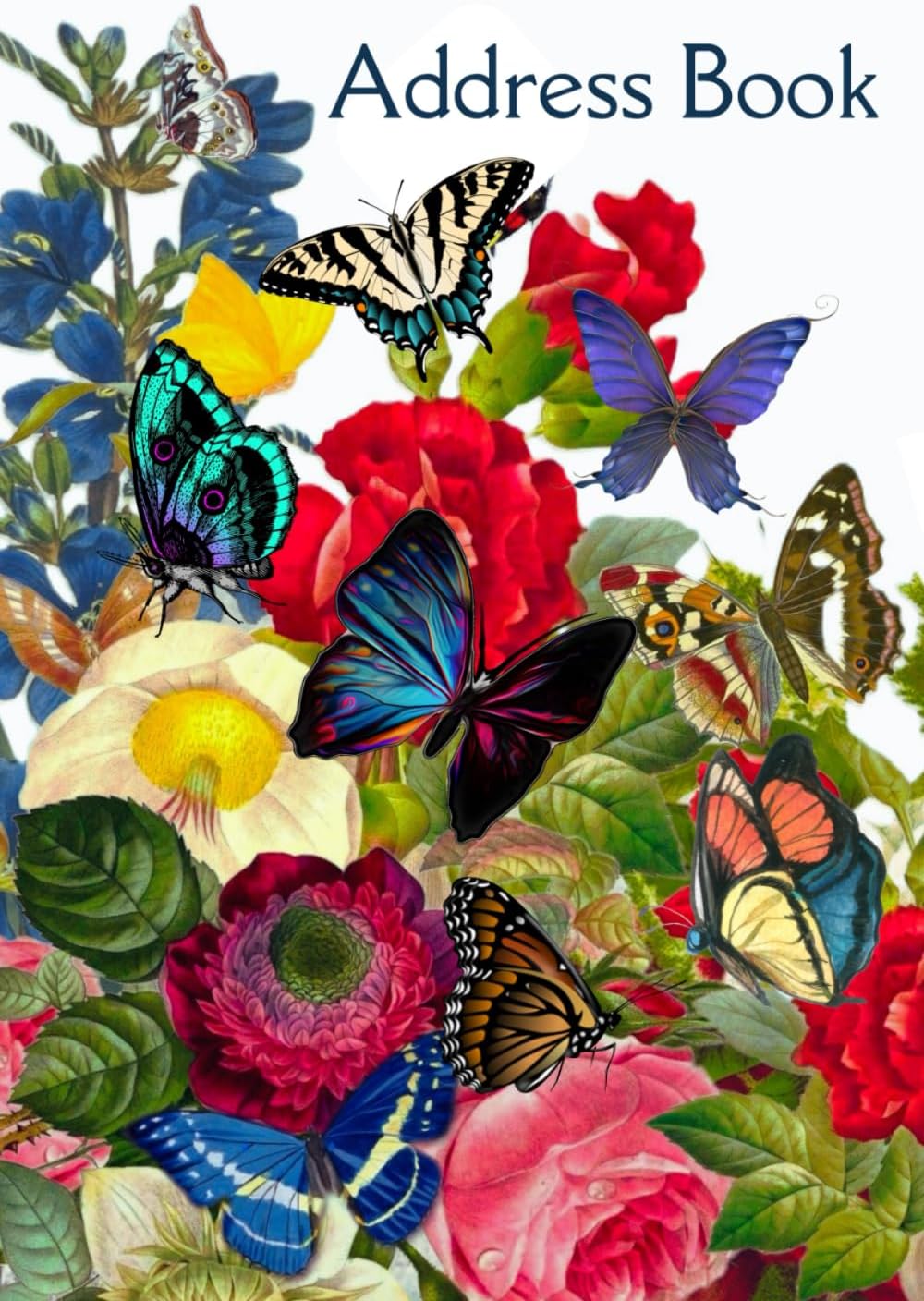 Large Print Address Book: Flower & Butterfly Easy Reading Hardcover Larger Format Address Book