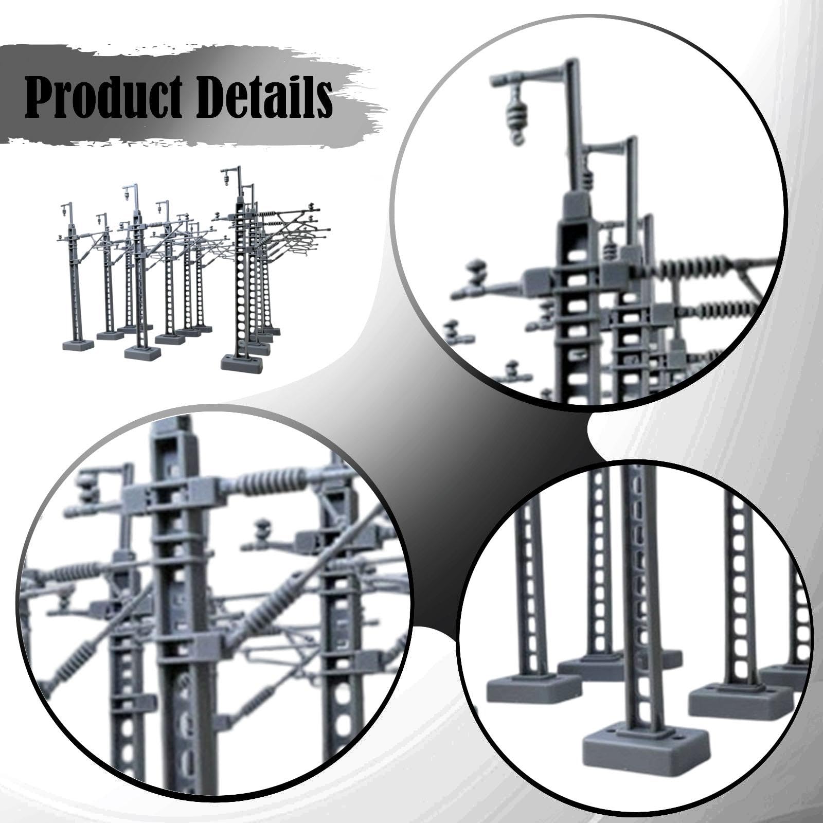 Lot de 12 Modèles de Poteaux électriques pour Maquettes Créatives à Monter Soi-même et Accessoires de Micro-