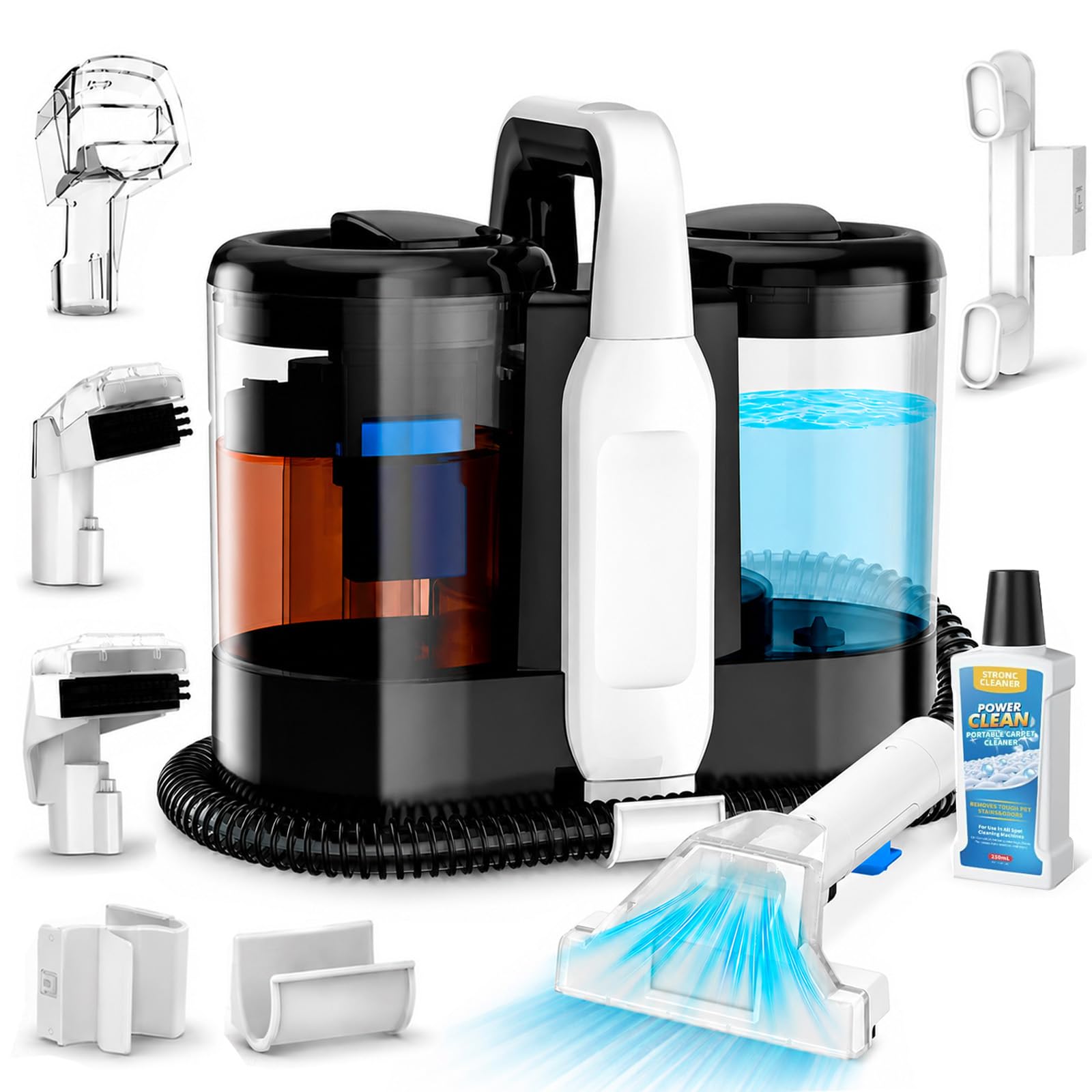 Dispositivo di pulizia per tappezzeria, 600 W, 17 kPa, aspirapolvere bagnato con detergente, detergente compatto e detergente per tessuti, aspirapolvere per tappeti, tappezzeria, sedili auto e divano
