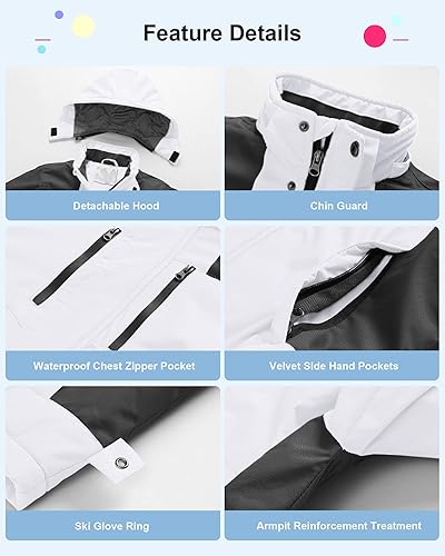 Miniatura 6 de Pursky Chaqueta de esquí impermeable para niños, abrigos de nieve de invierno, abrigos de forro polar parka