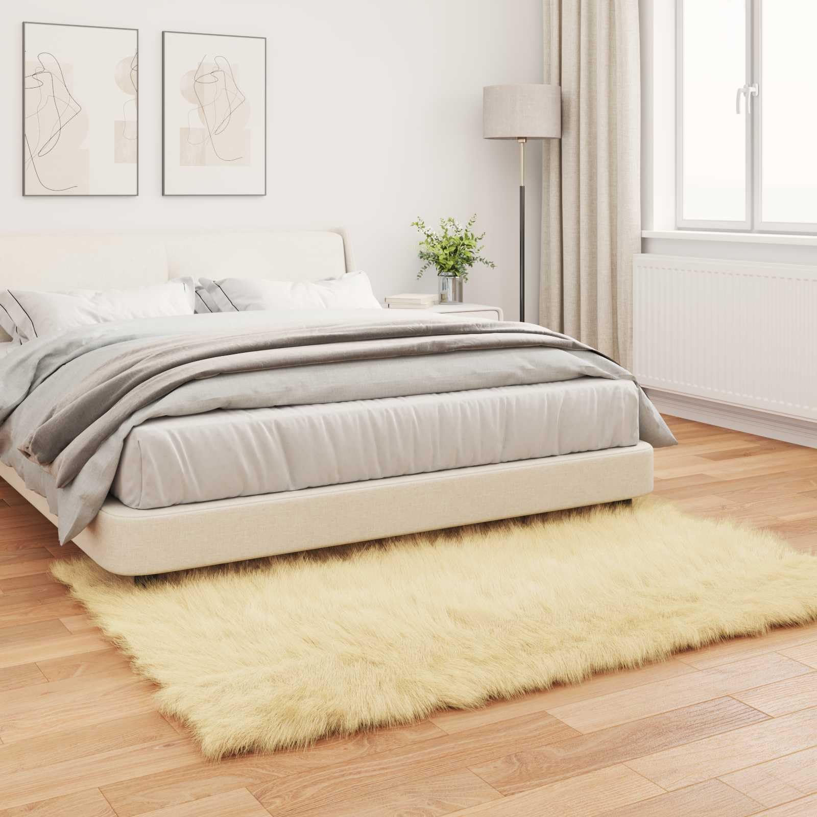 Tappeto Finta Pelle Pecora Crema 140 x 200 cm Poliestere