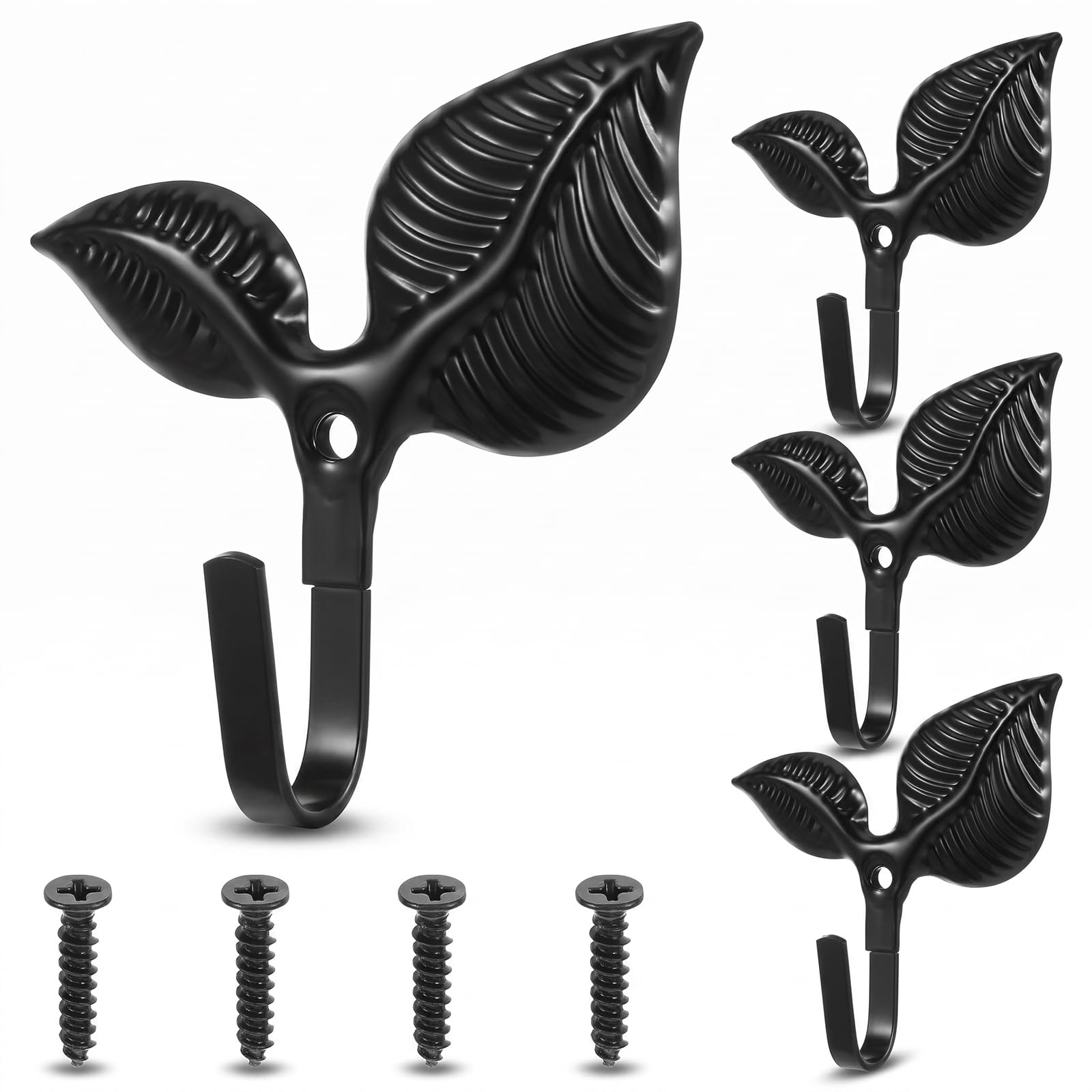 Ymapinc Black Key Hook, 4Pcs Bag Hooks, Small Decorative Metal Vintage Coat Purse Wall Hooks for Wall Mounted Home Storage