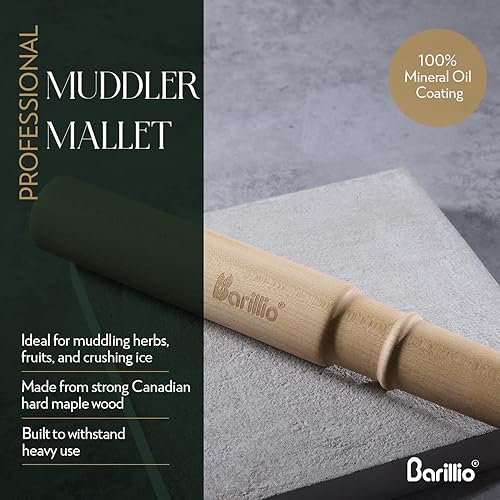 Miniatura 5 de Barillio Juego de mazo y bolsa Lewis de Big Shot - Big-Shot de madera de 13.75 pulgadas y martillo de hielo para cócteles con bolsa de trituración