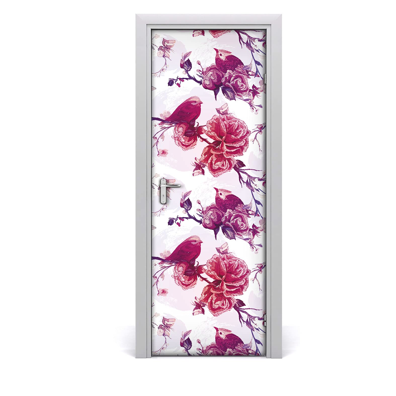 Papier peint sur la porte lavable pour relooker une porte abîmée sans colle ni travaux