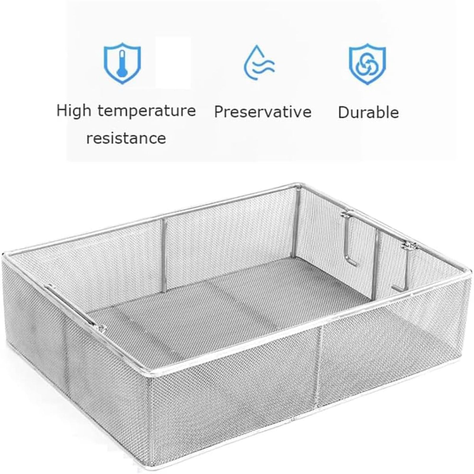 Medizinische Instrumente Edelstahl Sterilisation Korb Tray Case Box, 304 Edelstahl Mesh mit einziehbaren Griff, Ultraschallreiniger Korb, 50 * 40 * 20cm