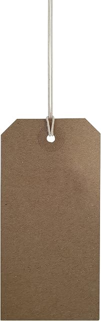 Swift Strung Tags Brown Reinforced Card Clothing Parcel Label String Hanging Gift Swing Tickets Kraft Hang Price Labelling 120mm x 60mm (Pack of 100)