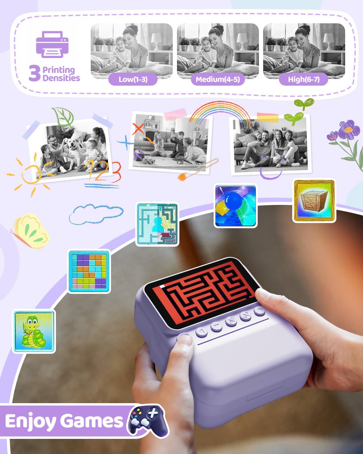 TIATUA Macchina Fotografica Bambini Istantanea, 3.0 Pollici 48MP Fotocamera Digitale Bambini con 32GB Scheda & Papier Photo, Regalo di Natale per Bambini dai 3-12 Anni