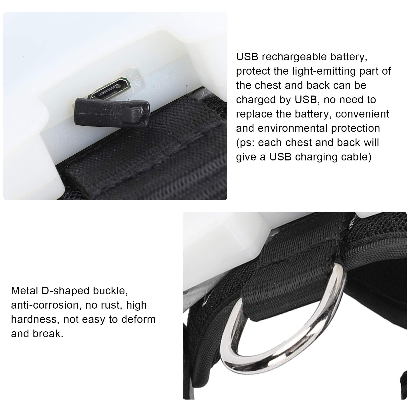 Arnés de Perro Vomekolight, arnés de Perro LED, Correa para el Pecho de Carga USB con Tira Reflectante Ajustable para la Seguridad Nocturna (S)