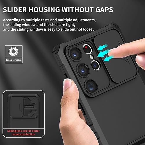 Miniatura 5 de YOUULAR Funda compatible con Samsung Galaxy S23 Ultra Dimensional Soporte Ventana Deslizante Teléfono Móvil Funda Protectora a Prueba de Golpes para