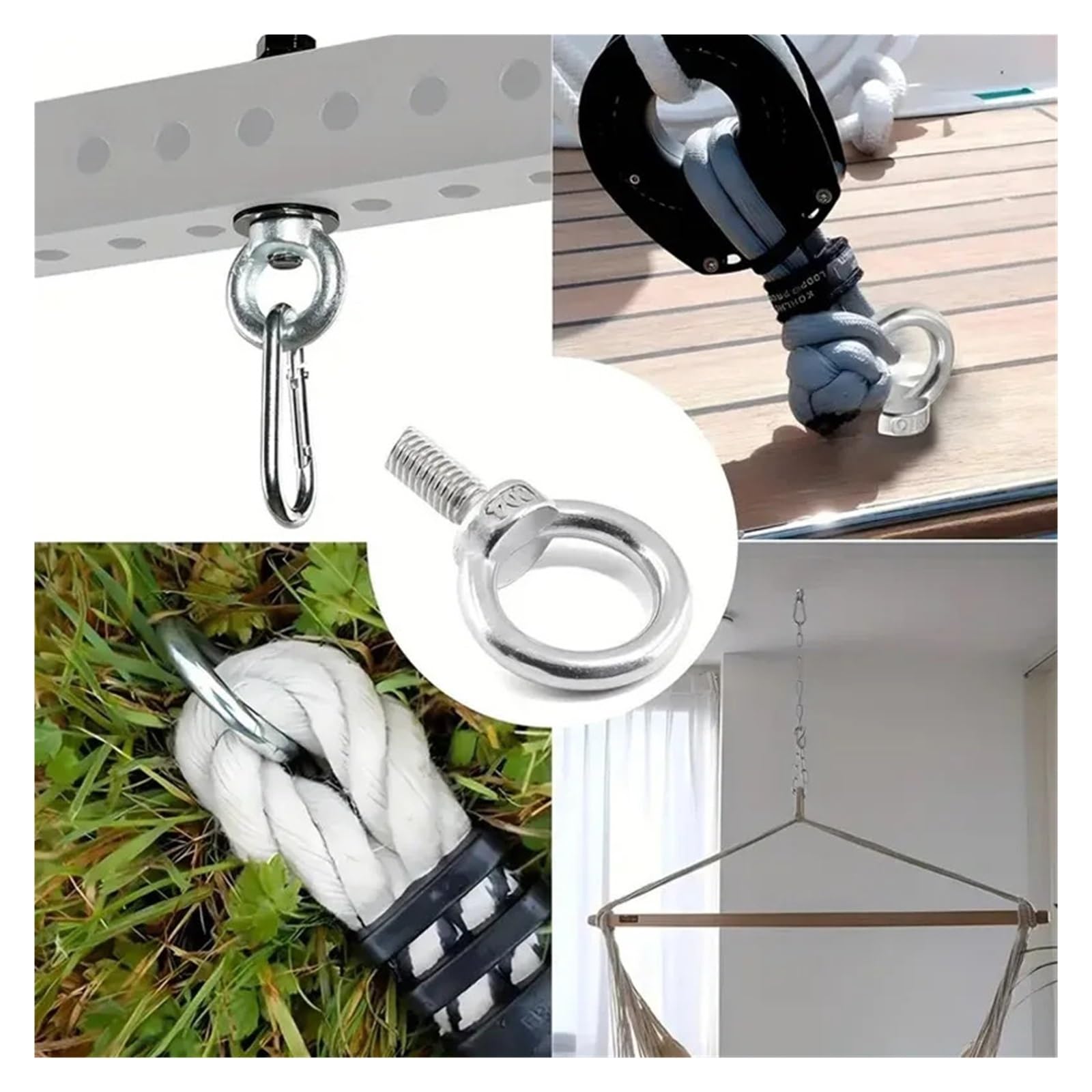 Pernos de Ojo de Acero CáNcamos 15/1 piezas de pernos ojo acero inoxidable M4 M5 M6 M8 fácil instalación con rosca(M5,10 PCS)