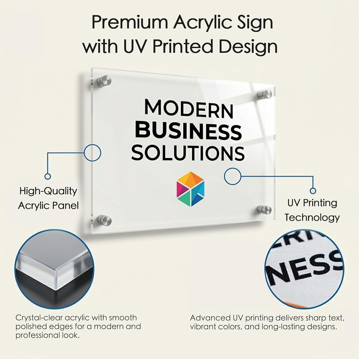 Kozyard Custom Acrylic Business Logo Sign 16" × 24", Personalized Office Lobby Wall Decor for Reception, Storefront, and Company Signage (Clear)