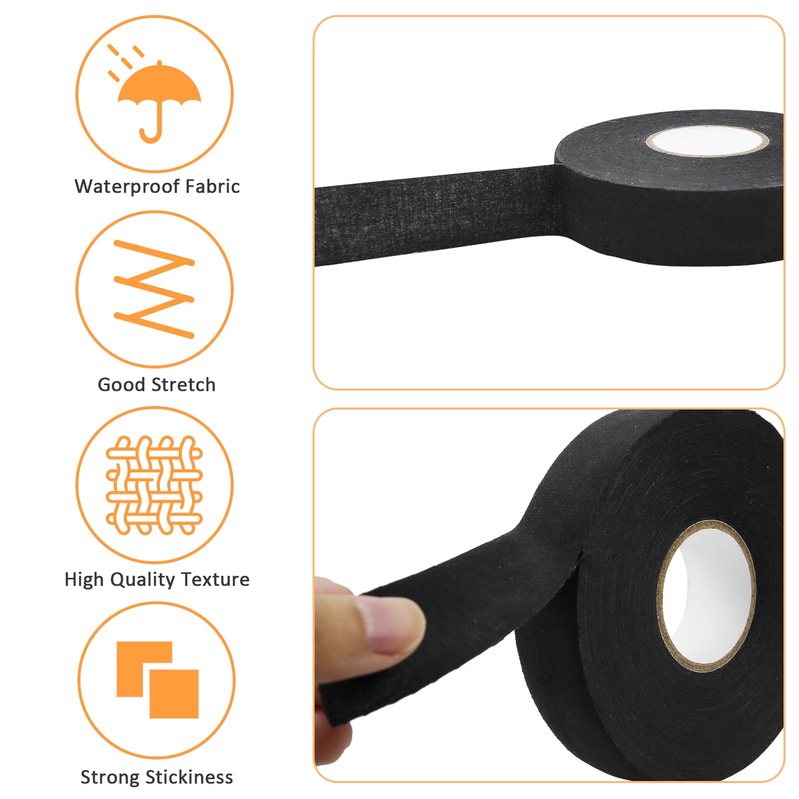 2 rotoli di nastro per hockey su ghiaccio, 25 m x 25 mm, nastro autoadesivo per impugnatura da badminton (nero)