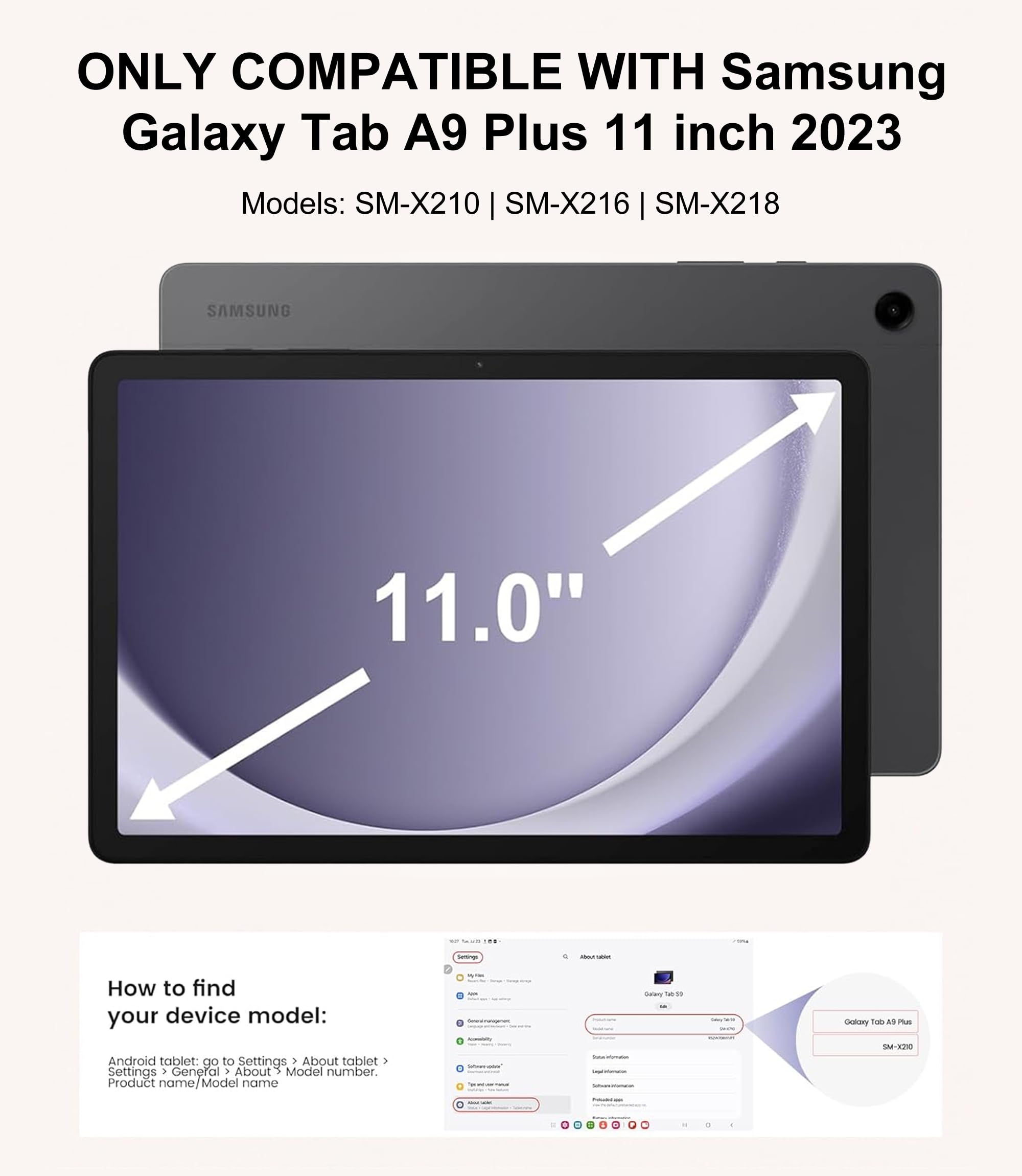 Keyboard Case for Samsung Galaxy A9 Plus Tab 11inch, Galaxy Tab A9+ 5G Case with Touch Keypad - Detachable Bluetooth Keyboard with Trackpad, Cover for Samsung Tablet A9Plus with Pen Holder, Navy Blue