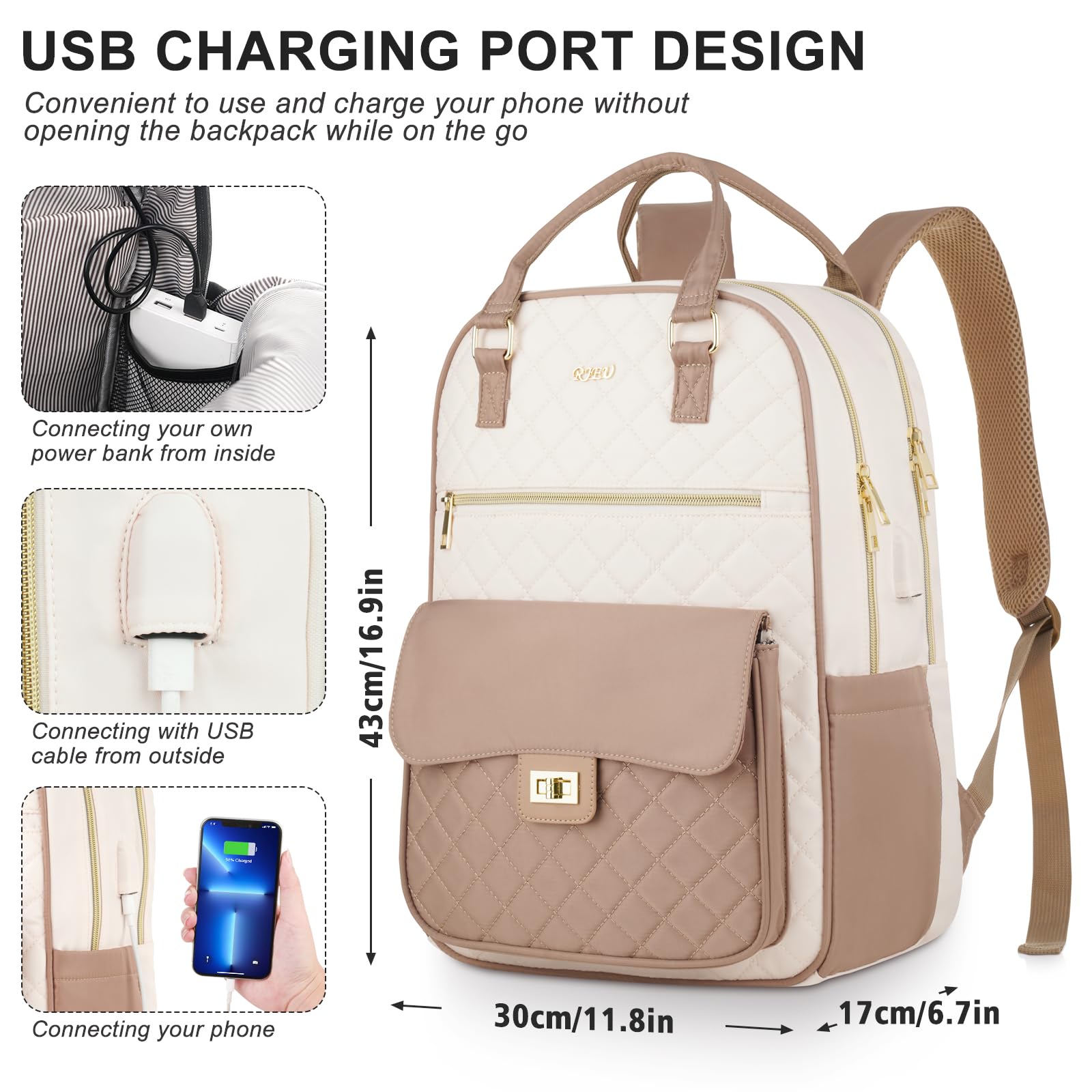 Mochila Mujer Para Ordenador Portatil,Impermeable Mochila Escolar para Niñas Adolescentes,Antirrobo Bolso Mochila Casual para Universidad Viaje Gym