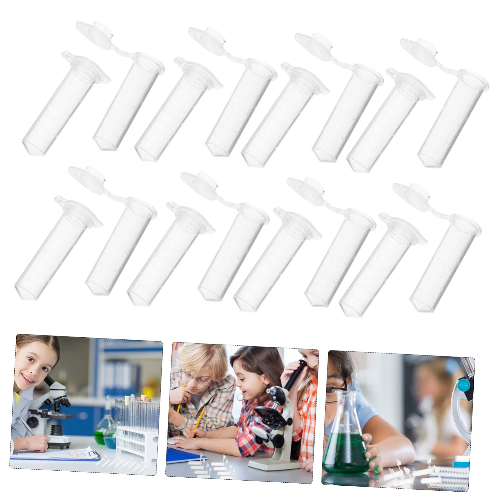 Tubos de Centrífuga de Ciencia 500 Piezas Tubo de Ensayo de Centrífuga de Plástico con Tapa Tubos de Ensayo de Laboratorio Cortos para Almacenamiento de Muestras