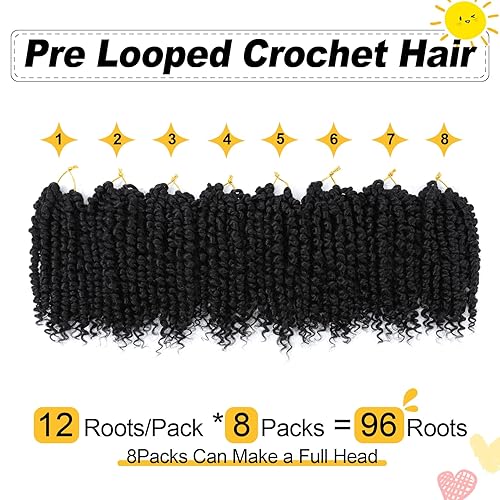 Miniatura 2 de Karida Pelo de ganchillo Passion Twist de 6 pulgadas, 8 paquetes, pelo pretrenzado de ganchillo Passion Twist para mujeres negras, pelo rizado de