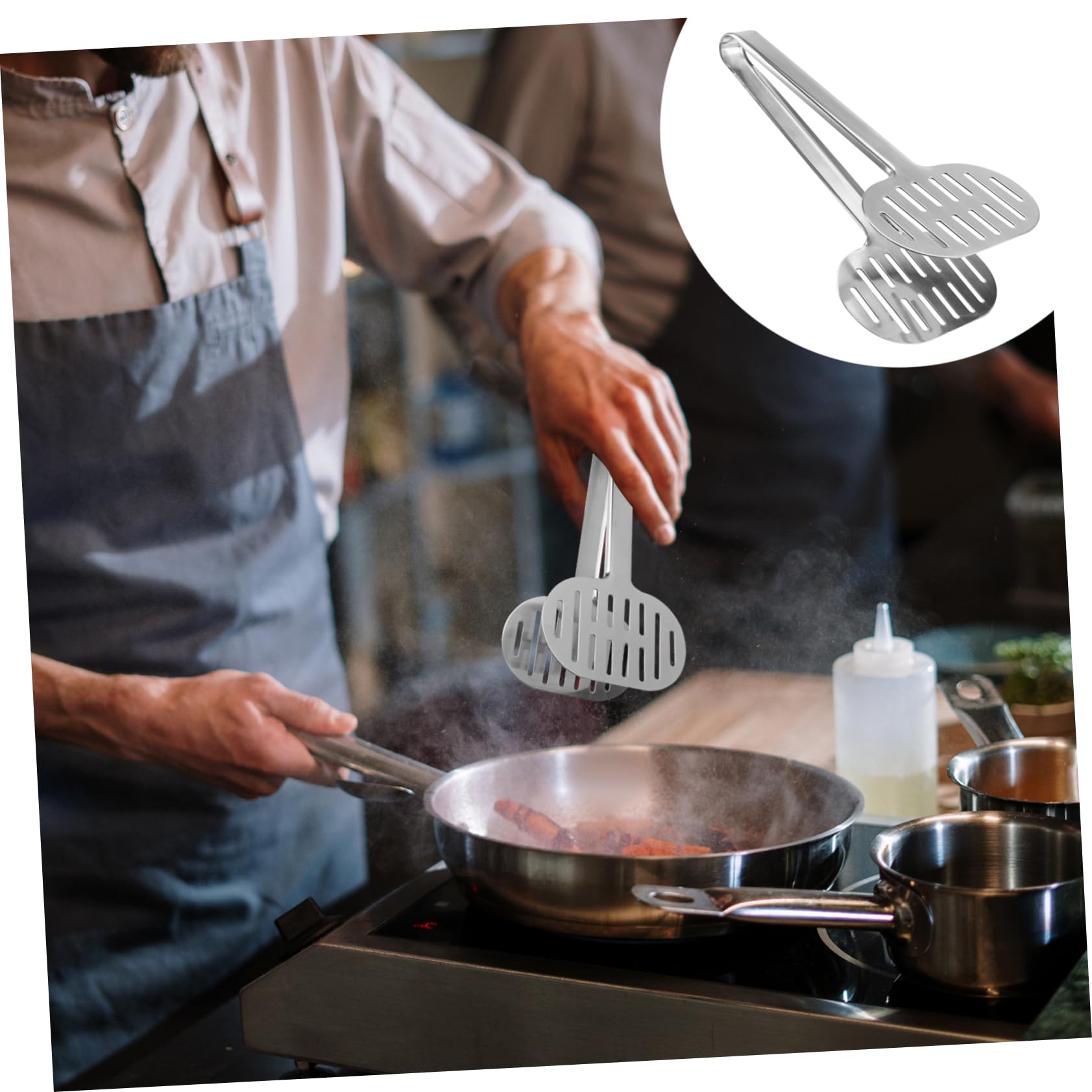 IMIKEYA 3pièces Pince à Aliments Acier Multifonctionnelle Pour Cuisine Pince Anti-brûlure Pour Burgers Poissons Œufs Pour Buffets Et Réceptions