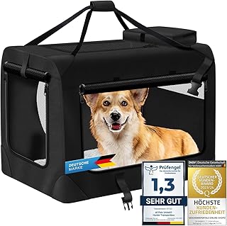 Hunde-Transportbox Tier Hundebox Transporttasche faltbar Hundetasche Haustier-Transport Atmungsaktiv & Wasserabweisend für Hunde & Katzen (M - 62x42x42 cm)