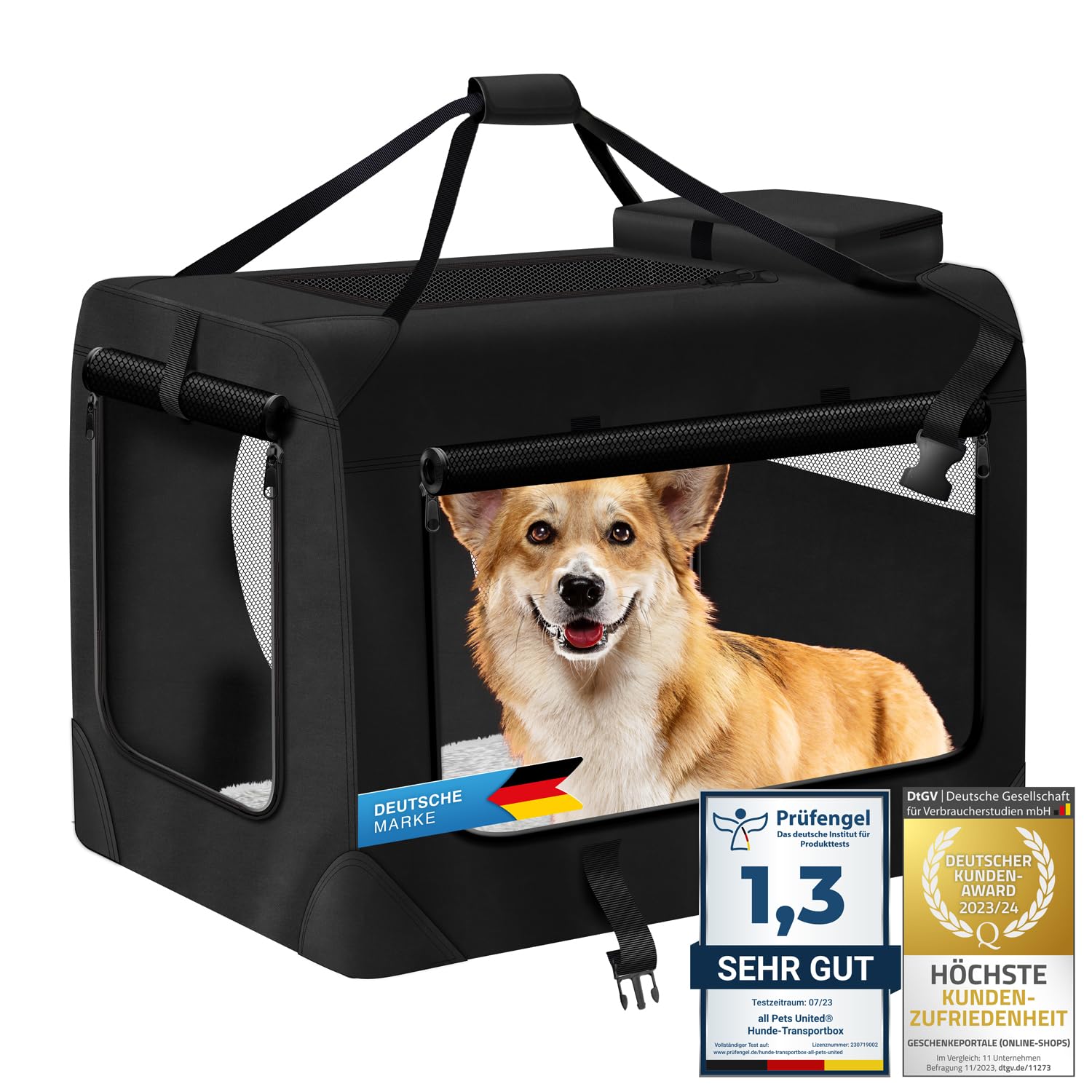Dog transport box Animal dog box Transport bag Foldable dog bag Pet transport Breathable & waterproof for dogs & cats (M - 62x42x42 cm)