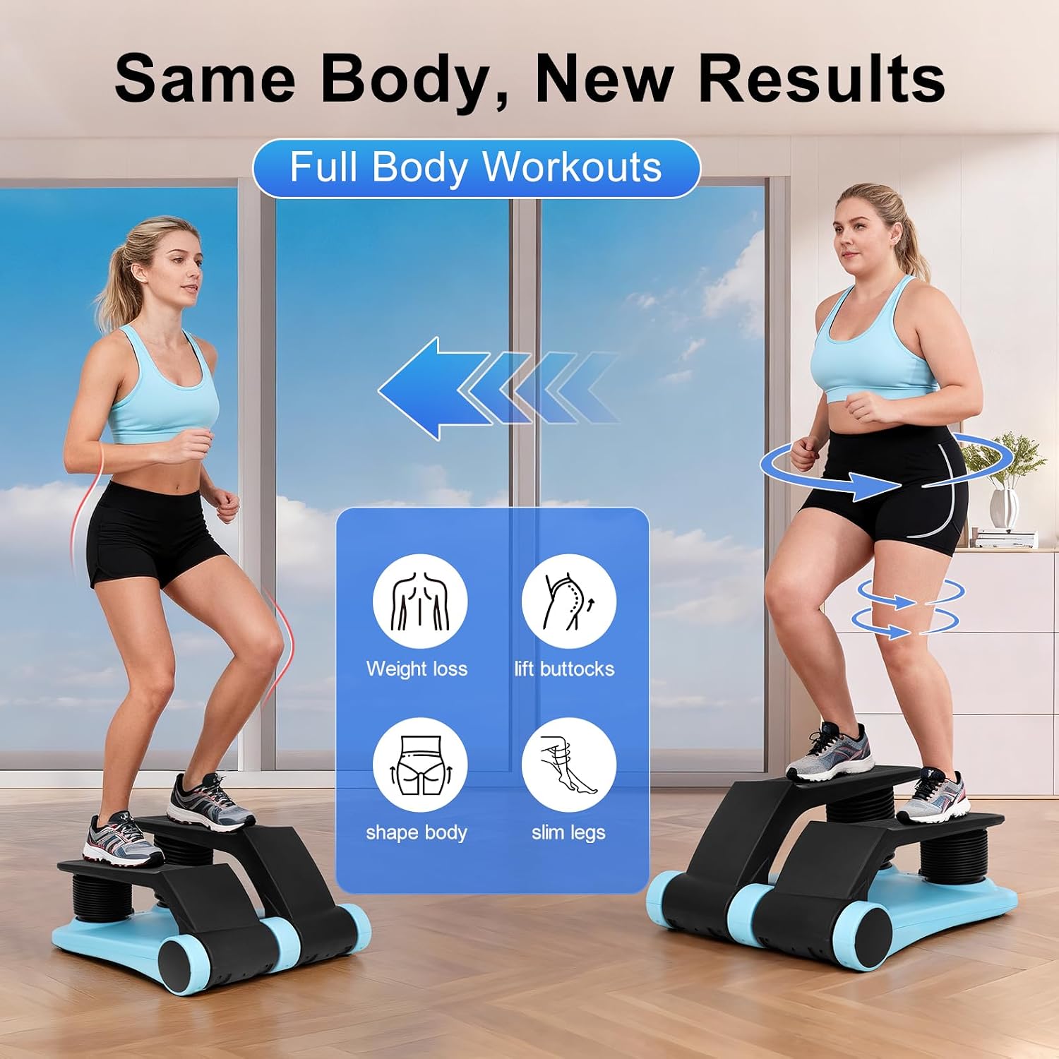 Air Stepper with Resistance Band, Adjustable Step Resistance, LCD Display,Stair Stepper for Home Gym Cardio Workout,Anti-Slip Pedals