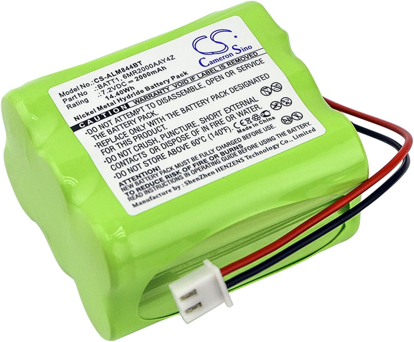 Cameron Sino Battery for 2GIG Go Control Panels, Linear Corp PERS-4200 Linear Corp PN:2GIG 228844, 6MR2000AAY4Z, BATT1, BATT2X 2000mAh / 14.40Wh