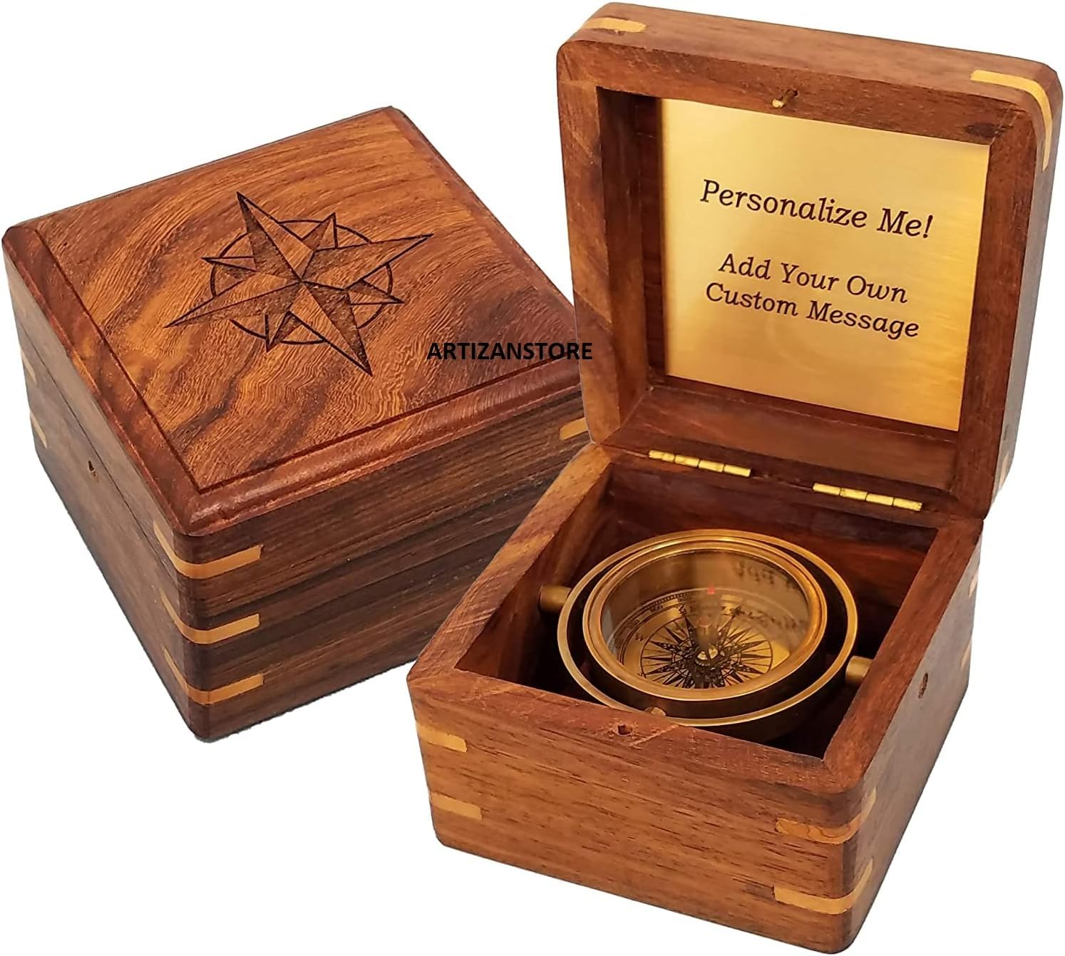 Personalized Miniature Boxed Desk Compass Gift | Engraved for Graduation, Retirement, Birthday, Christmas, Anniversary, Men, Women, Him, Her, Husband, Dad, Son, Boyfriend