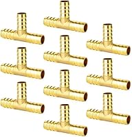 Vista 18 de GASHER 2 piezas de púas de manguera de latón en T, accesorio de manguera de 3 vías (púa de manguera de 1,27 cm x 1,27 cm x 1,27 cm) con 6