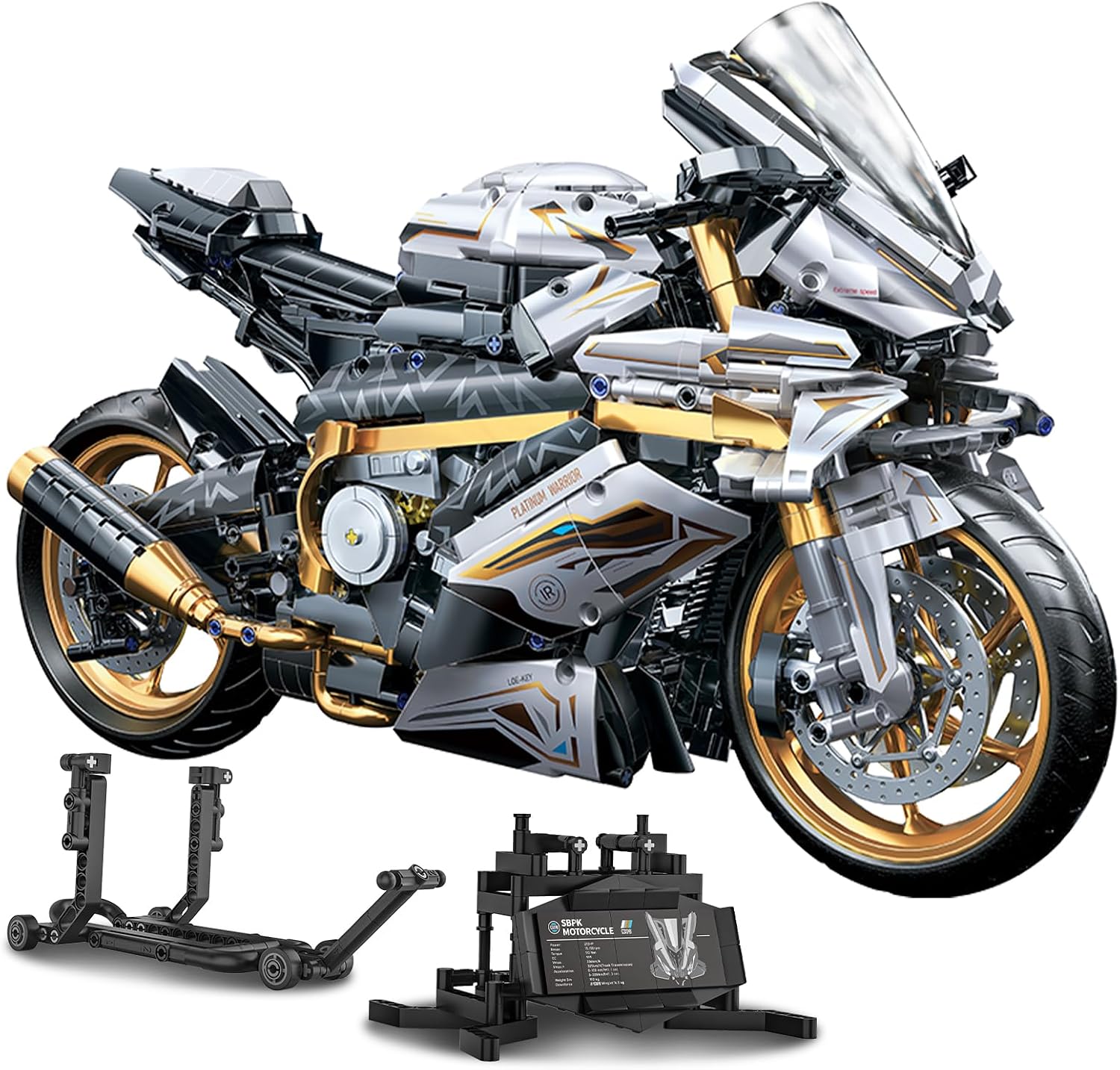 OOIEWPQ 2078 Piece 1:5 Motorcycle 1000 RR Large-Scale Building Blocks Set