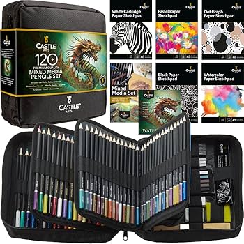 Amazon.com: Castle Art Supplies Mixed Media Set | 120+ Art Pencil