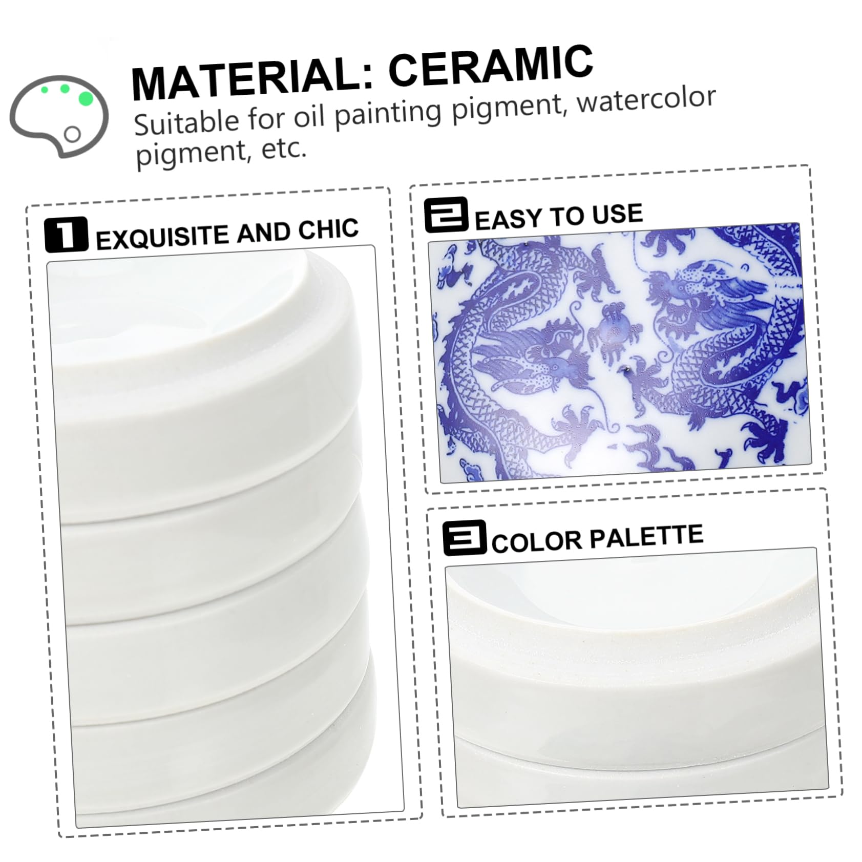 Angoily Aquarellpalette aus Keramik für Professionelle Zeichenpalette Haushaltsfarbpalette Tintenkasten mit Geringer Wasseraufnahme