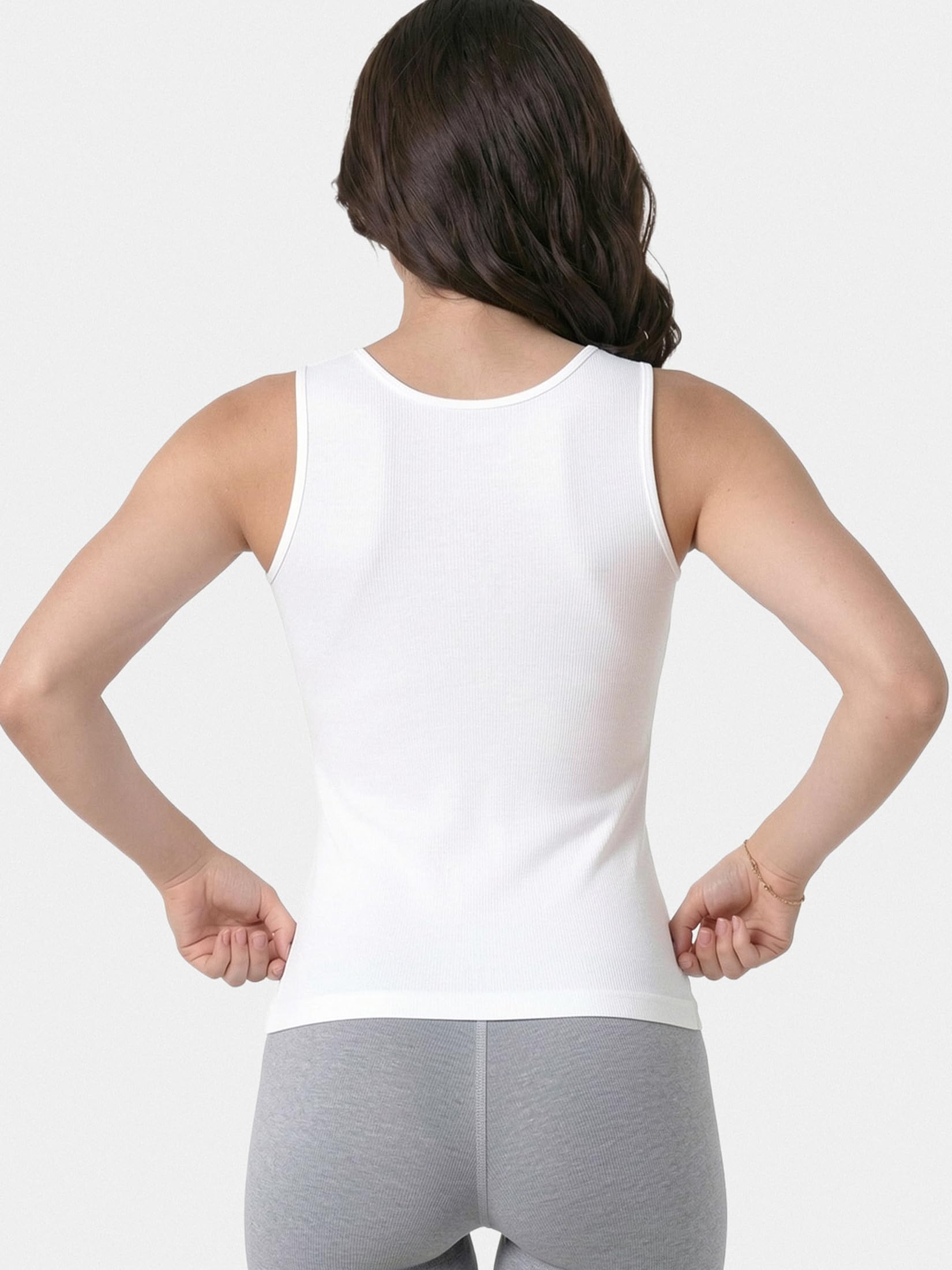 Enamor E025 Essentials Stay New Slim Fit Soft, Naturally Breathable Cotton Fabric Tank Top For Women-(E025_White_M)
