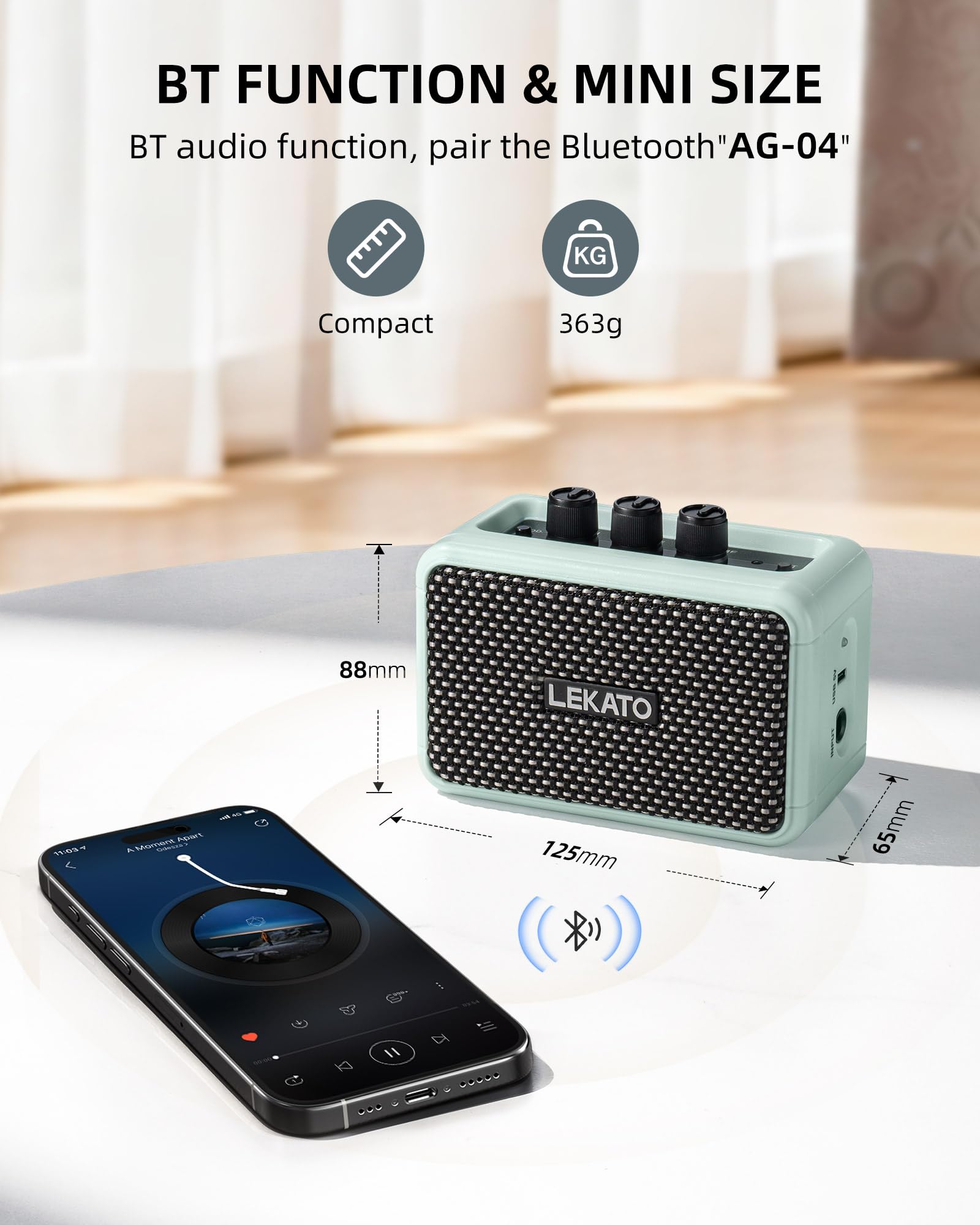 LEKATO 5W Mini amplificatore per chitarra, amplificatore elettrico ricaricabile con effetti Clean/Overdrive, Bluetooth 5.0 portatile (Blu)