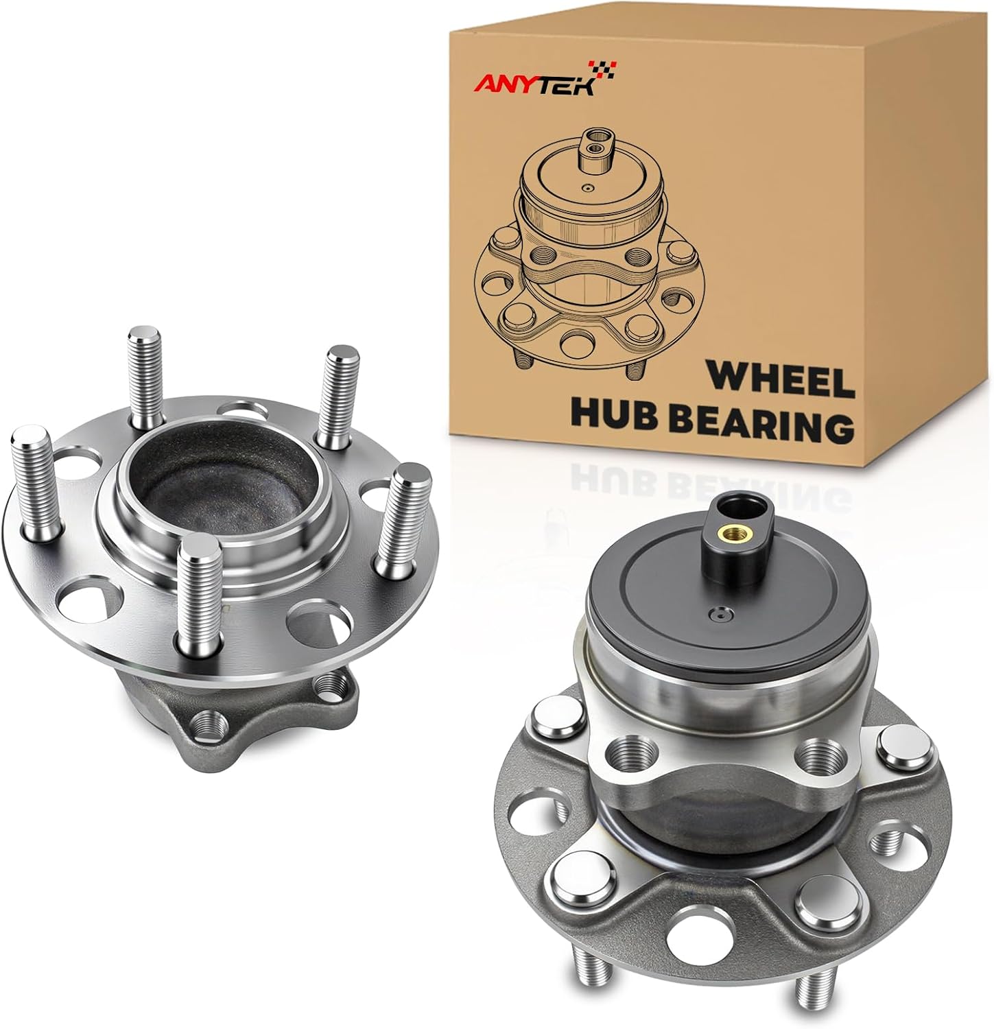 Anytek Rear Left & Right Wheel Bearing and Hub Assembly for Jeep Compass Patriot 2007-2017 for Chrysler 200 Sebring 2007-2014 for Dodge Avenger Caliber 2007-2014 Replace# 512332 Passenger & Driver