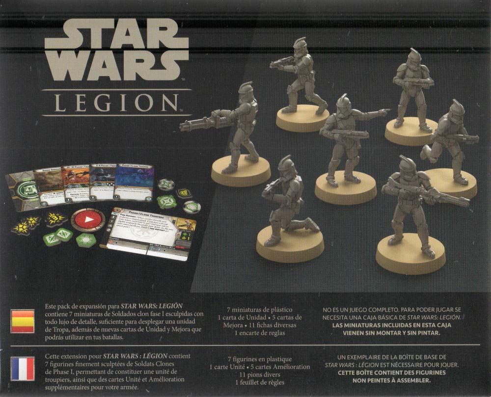 Star Wars Légion – Soldats Clones Phase I – Extension SWL47ES – 7 Figurines Et Cartes – Jeu De Stratégie Fantasy Flight