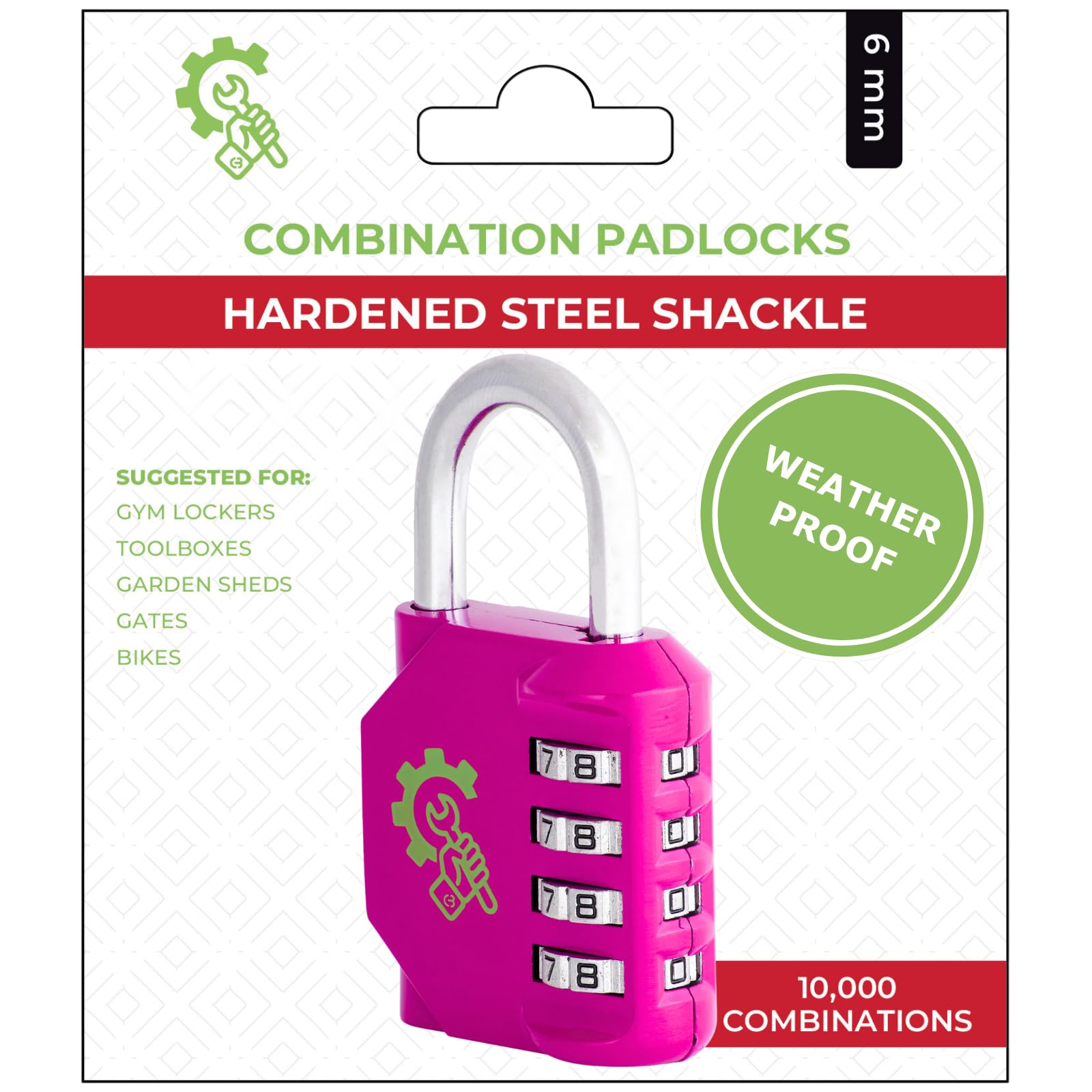Spanner In the Works | Pink Padlocks with Code | 4 Digit Weatherproof ...