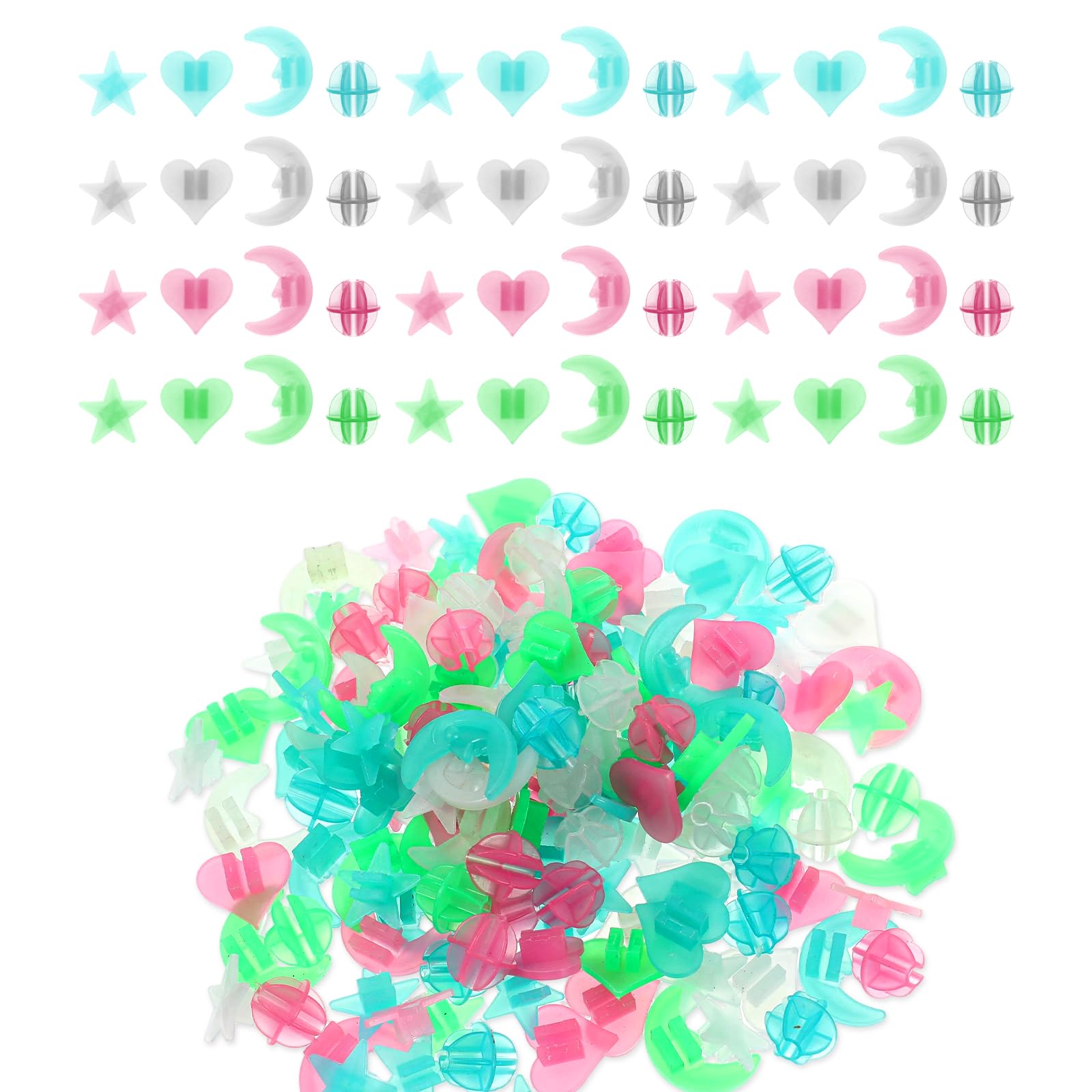 Sorcristy 144 Pcs Bike Spoke Beads, Glow In The Dark Accessories Plastic Spokey Dokeys Clip Easily On Bicycles Decoration for Kids Bicycle Accessories, Colorful & Durable(Four styles)