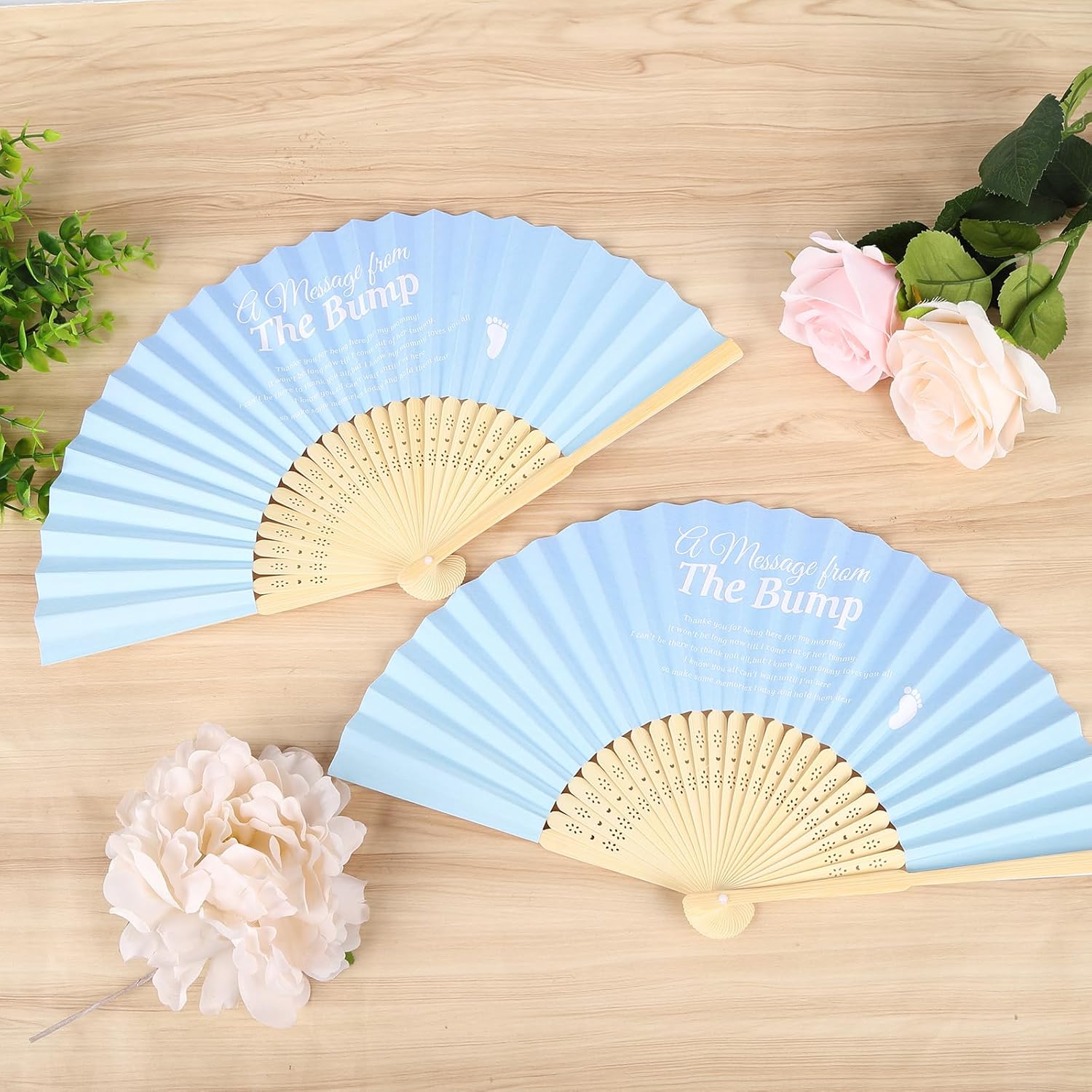 50pcs Baby Shower Fans for Guests Baby Shower Party Favors for Girl Baby Showers Decorations Blue Handheld Blue Fans for Party Favor Fan Gender Reveal Party Supplies