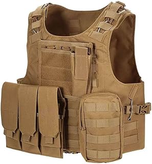 Chaleco táctico para hombre, ajustable, resistente al agua, airsoft, paintball, chaleco militar, para camping, senderismo, entrenamiento de combate, campo CS