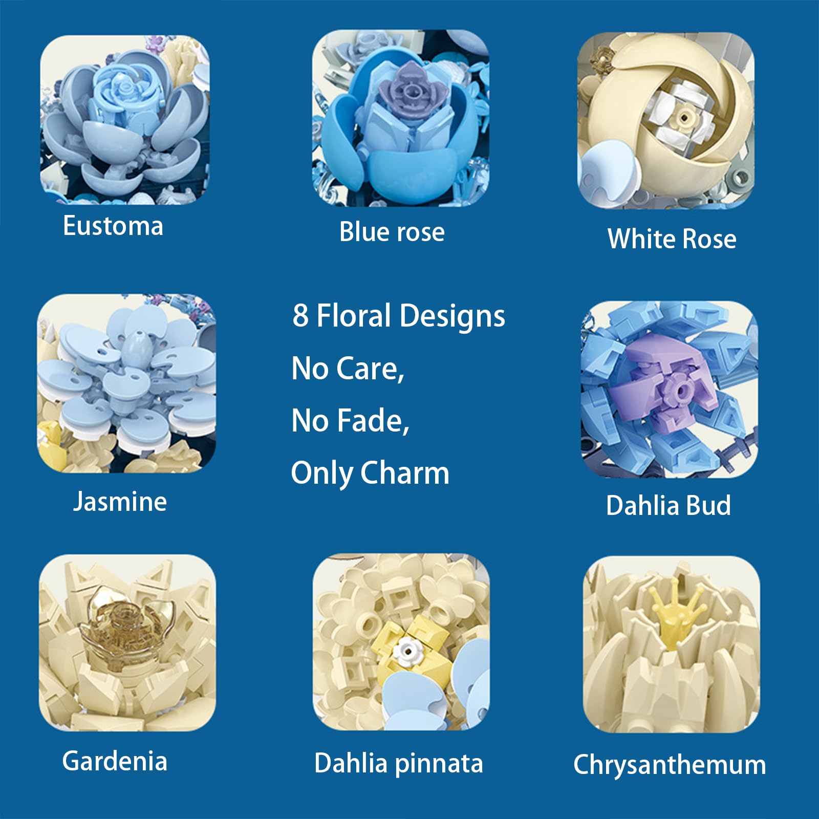 Amazon.com: STADREWVY Blue Moon Flower Building Blocks for Adults