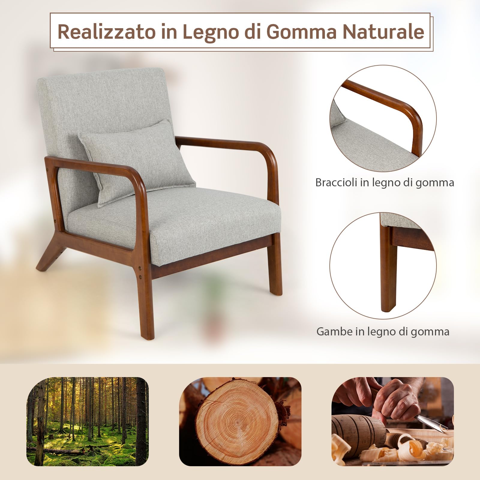 Poltrona Lounge XXL Con Telaio In Ferro Rinforzato – Schiuma Ad Alta Densità, Portata 130 Kg, Cuscino Incluso, Colore Bianco