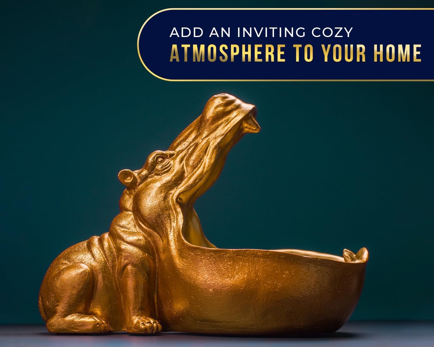 Comfify Hip Hippo Resin Figurine – Funky Hippopotamus Sculpture with Open Bowl Design for Snacks, Keys, or Trinkets – Decorative Holder with Elegant Golden Finish – Playful Accent for Modern Decor