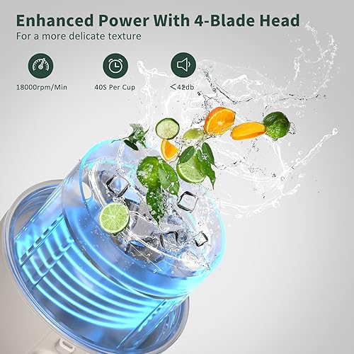 Miniatura 2 de GREECHO Licuadora portátil con una sola mano para batidos y licuados, licuadora personal de 12 onzas con USB recargable, fabricada con material