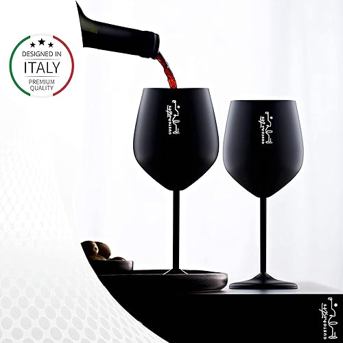 Miniatura 7 de Gusto Nostro Copa de vino de acero inoxidable – 18 onzas – Copas de vino negro irrompibles para viajes, camping y piscina – Copa de vino de metal